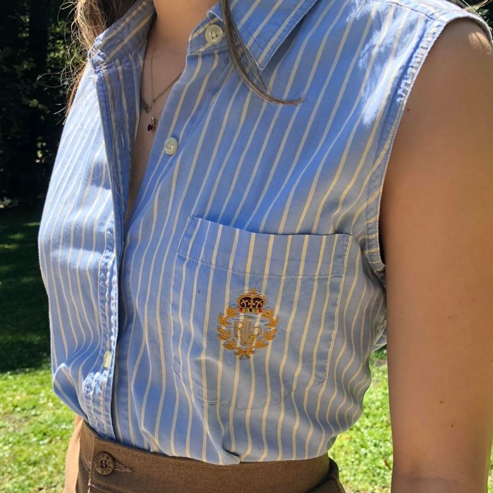 LAUREN Ralph Lauren Button Down Collar Tank